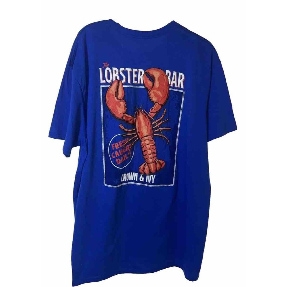 L Crown And Ivy Blue Graphic Top Lobster Bair Coastal Beach Sea Life